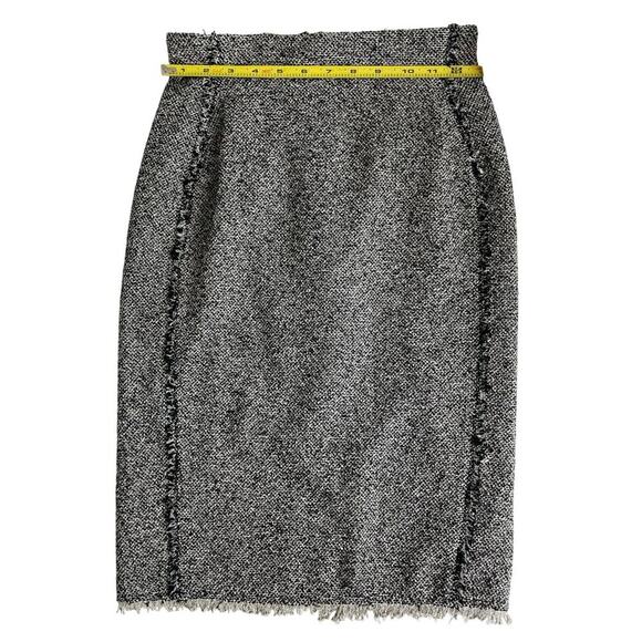 REBECCA TAYLOR SKIRT A LINE PENCIL GRAY/BLACK SZ 0 TRIM HEM FRINGE AESTHETIC - Picture 4 of 13